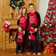 PatPat Christmas Letter Family Matching Pajamas Sets,Flame resistant,Unisex,2-Piece