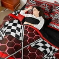 thumbnail image 4 of Castle Fairy Teenagers Lattice Flag 7pcs Bedding Comforter Set,Geometric Honeycomb Queen Bedding Sets Super Cozy,Extreme Sport Queen Sheet Sets,Super Cozy Room Decor, 4 of 8