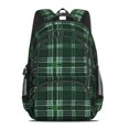thumbnail image 2 of Green and Black Checkered Pattern Backpack for School, Cute School Bag with Adjustable Shoulder Straps and Padded Back, 16.9"x12.6"x5.9", 2 of 5