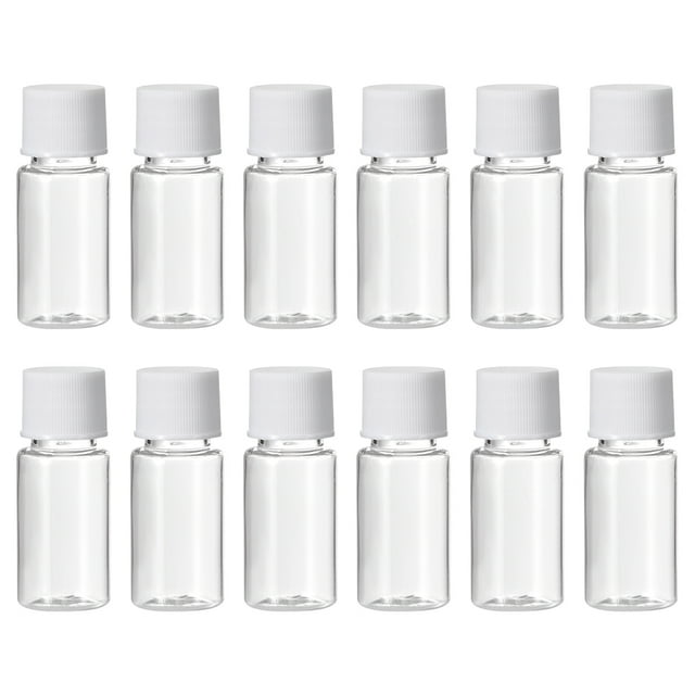 Botella de reactivo químico de laboratorio de plástico, 10ml/0.34oz, contenedor de almacenamiento de líquido con boca ancha, transparente 12pcs