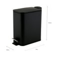 thumbnail image 5 of Simplify 2 Pack Slim Rectangular 5 Liter Pedal Iron Wastebasket with Soft Close Lid in Black, 5 of 9