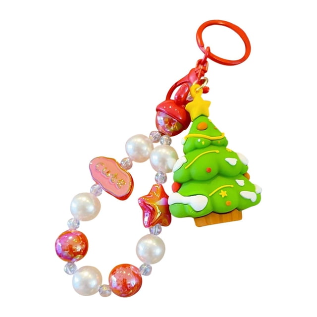 Llavero navideño con adorno, regalo de Navidad, pulsera de cuentas creativa, llavero para niñas Árbol de Navidad