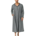 thumbnail image 5 of Leesechin Mens Shirts Big and Tall Men's Muslim Robe Set Arab Middle Robe Long Sleeve Hooded Button Casual Robe, 5 of 8