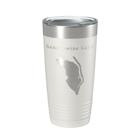 

Senachwine Lake Map Tumbler Travel Mug Insulated Laser Engraved Coffee Cup Goose Swan Sawmill Lakes Illinois River 20 oz White