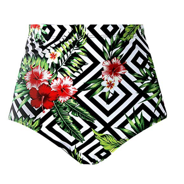 ITFABS Femmes Short de Bain Taille Haute Imprimé Coloré Pantalon de Natation