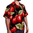 thumbnail image 2 of Cherry Men's Short Sleeve Spread Collar Button Down Beach Print Casual Shirts, 2 of 6