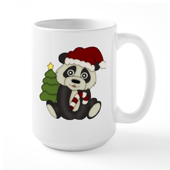 CafePress - Christmas Panda Large Mug - 15 oz Ceramic Large White Novelty Mug