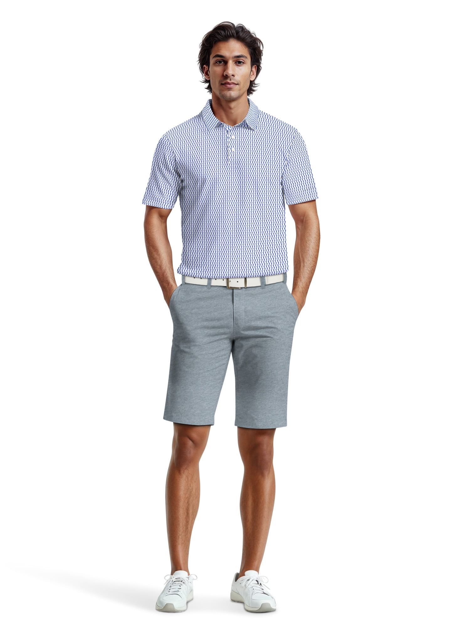 Ben Hogan Men's & Big Men's Performance Large Geometric Short Sleeve Polo Shirt, Sizes S-5XL