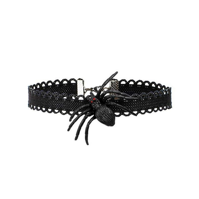 Collier d'Halloween Faux Col Clavicule Dentelle Accessoire de Costume pour Femmes 10 en Noir avec Accents Rouges