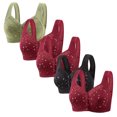 thumbnail image 1 of Latrodar Bras for Women Front Closure Wireless Bras for Women 5PCS Supportive Brassiere Wireless Lift Softly Full Coverage Bralette with Wide Straps Solid Embroidered Underwear for Lady Gym, 1 of 3