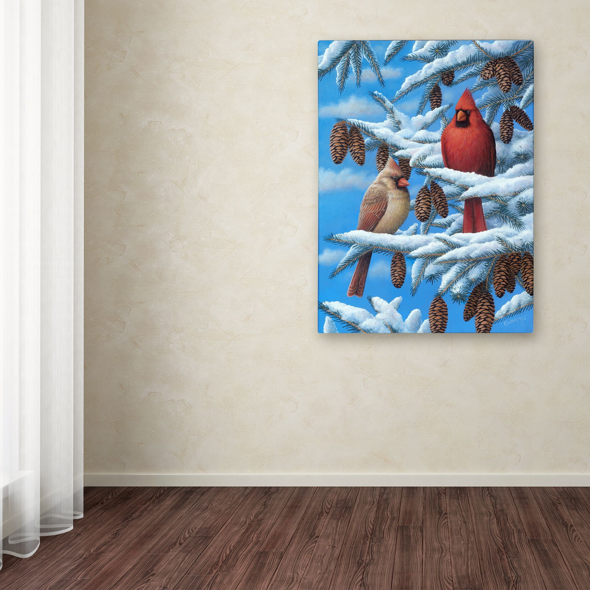Trademark Fine Art 'Cardinals' Canvas Art by Robert Wavra