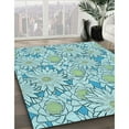 thumbnail image 3 of Ahgly Company Machine Washable Indoor Round Transitional Light Aquamarine Green Area Rugs, 3' Round, 3 of 7