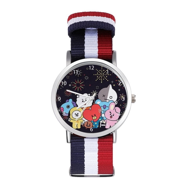 Reloj BTS Kpop Con Correa Trenzada De Nylon Para Hombre Y Mujer cosas de bts De Moda Con Caja Pulseras bts BT21 Relojes De Estudiante