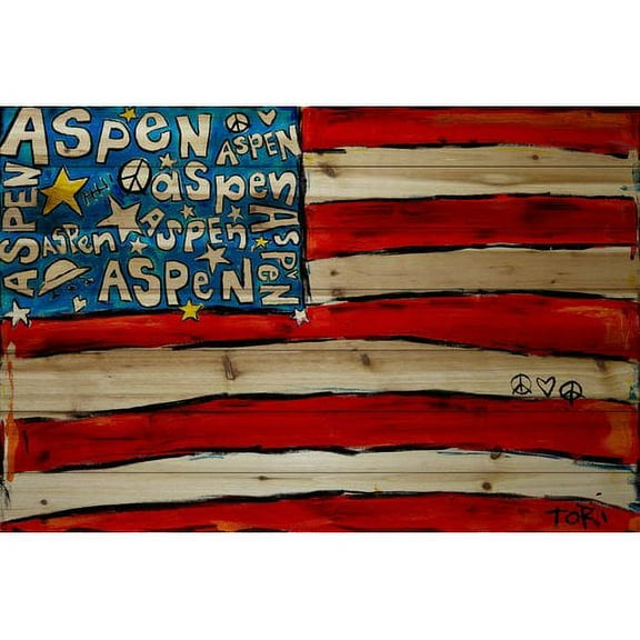 Marmont Hill "Aspen Flag" by Tori Campisi Painting Print on Natural Pine Wood