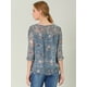 thumbnail image 5 of BluCasual De GaCon Estampado Floral De Man3/4 Con Volantes PaMujer Gris azul S, 5 of 6