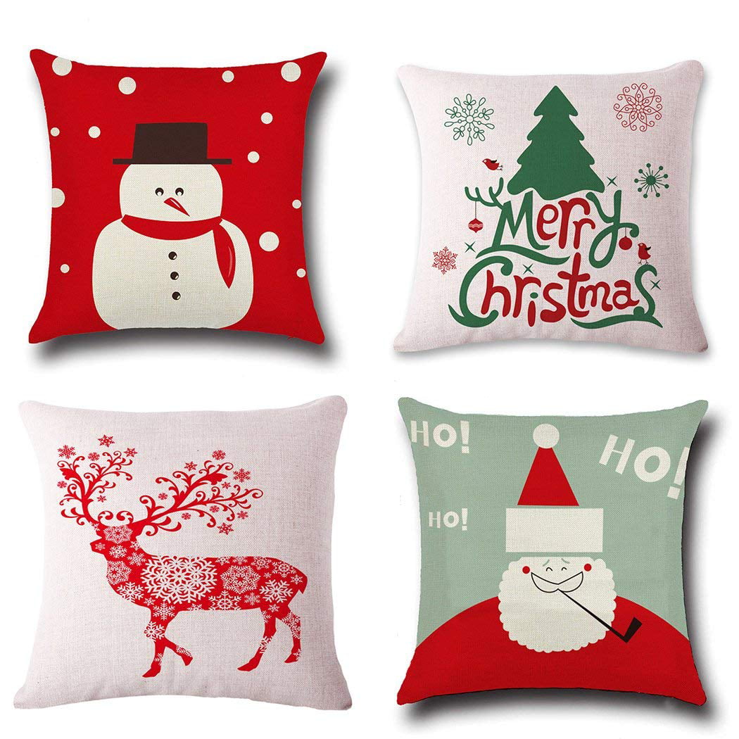 Details about   Snowman Christmas Cushion Cover Santa Cotton Square Pillow Case Sofa Decor Gift 