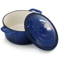 thumbnail image 3 of MegaChef 2.7 Quart Round Enameled Cast Iron Casserole in Gradient Dark Blue, 3 of 7