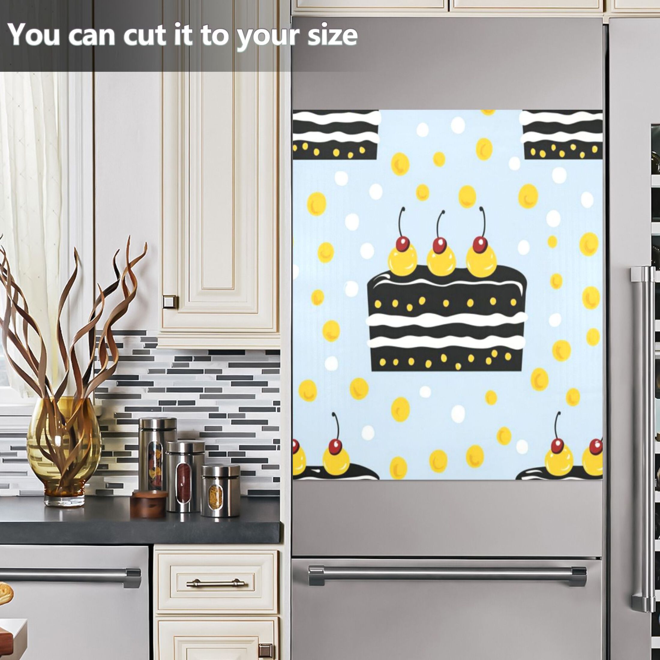 Dishwasher Magnetic Sticker 23x26 Inch Refrigerator Magnetic Sticker Washing Machine Magnetic Sticker Kitchen Panel Magnetic Sticker Home Decor Yellow Fruit Cake