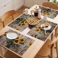 thumbnail image 5 of Wooden Sunflower Placemats Set of 4 Farmhouse Vintage Wooden Floral Place Mats Indoor Wipeable Table Mats Washable Cloth Dining Table Placemats for Kitchen Holiday Party Home Decor 13x19 Inch, 5 of 9