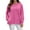 Hot Pink, variant on Women's Side Slit Button Detail Round Neck Sweatshirt, Autumn Winter Solid Color Casual Long Sleeve Pullover Top with Soft Cotton Polyester Blend for Comfortable Relaxed Fit and Street Fashion Black