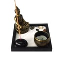 thumbnail image 1 of Kit de jardín de escritorio de arena de incienso de Buda con estatua de Buda, incienso, arena, portavelas y bandeja de madera para mesa, 1 of 9