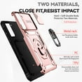 thumbnail image 2 of Galaxy S21 FE 5G Case,Dteck Shockproof Rubber Rugged Case Hybrid Hard Ring Holder Kickstand Slide Camera Lens Protector Cover for Samsung Galaxy S21 FE 5G,Rosegold, 2 of 8