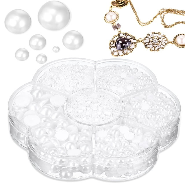 Miangastore Flat Back Pearls for Crafting with Smooth Shiny Surface ABS Material Assorted Colors Various Sizes