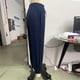 thumbnail image 4 of Pantalones Anchos Pantalones holgados para mujer Pantalones básicos con cordón Cintura elástica Color sólido Traje diario Cgtredaw Azul Marino L para Mujer, 4 of 8