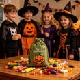thumbnail image 4 of Voglyf Halloween Burlap Drawstring Gift Bags 5.5X4 Inch, Pumpkin Ghost Print Small Linen Goodie Candy Pouches, Gift Sacks for Thanksgiving Party Favors Trick or Treat Candy Packaging(B), 4 of 8