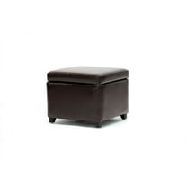 Baxton Studio Dark Brown Faux Leather Small Storage Cube Ottoman