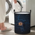 thumbnail image 4 of DouZhe Paniers à Linge Imperméables et Pliables, Impressions Bitcoin Btc, Panier Circulaire avec Poignées, 4 of 6