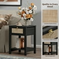 thumbnail image 4 of Surmoby Black Nightstand Set of 2,Boho Bedside Tables with Rattan Decor Drawer and Open Storage Shelf,Side Table End Tables for Bedroom or Living Room, 4 of 10