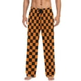 thumbnail image 4 of joogoo Men's Pajama Pants Orange Checkered Grid Pattern Soft Long Sleep Lounge Pjs Bottoms 2XL, 4 of 7