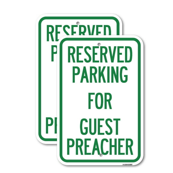 (2 Pack) Parking Reserved for Guest Preacher | 12" X 18" Heavy-Gauge Aluminum Sign | Rust Free Aluminum, Weather Resistant, Waterproof, Fade Resistant, 2 Pre-drilled Holes