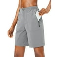 thumbnail image 2 of Yubnlvae Women's Shorts Lightweight Quick-Dry Breathable Zipper Button Sports Elastic Waist Beach 5 Pants with Pockets (Gray 1 | S), 2 of 7