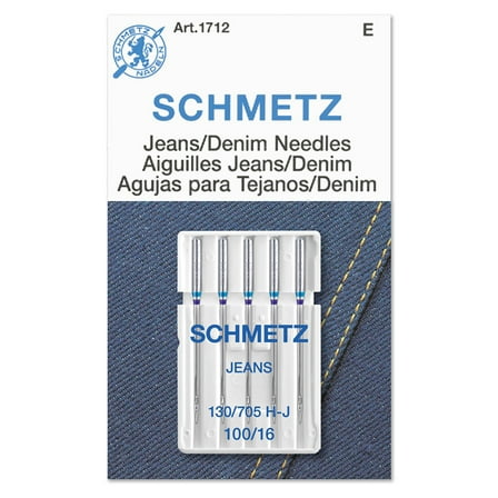 Schmetz Jean & Denim Sewing Machine Needles - Size 16/100, 5 Count