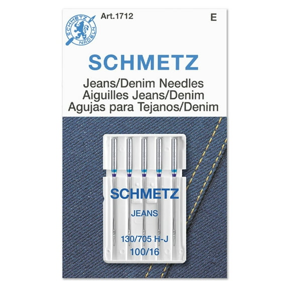 Schmetz Jean & Denim Sewing Machine Needles - Size 16/100, 5 Count