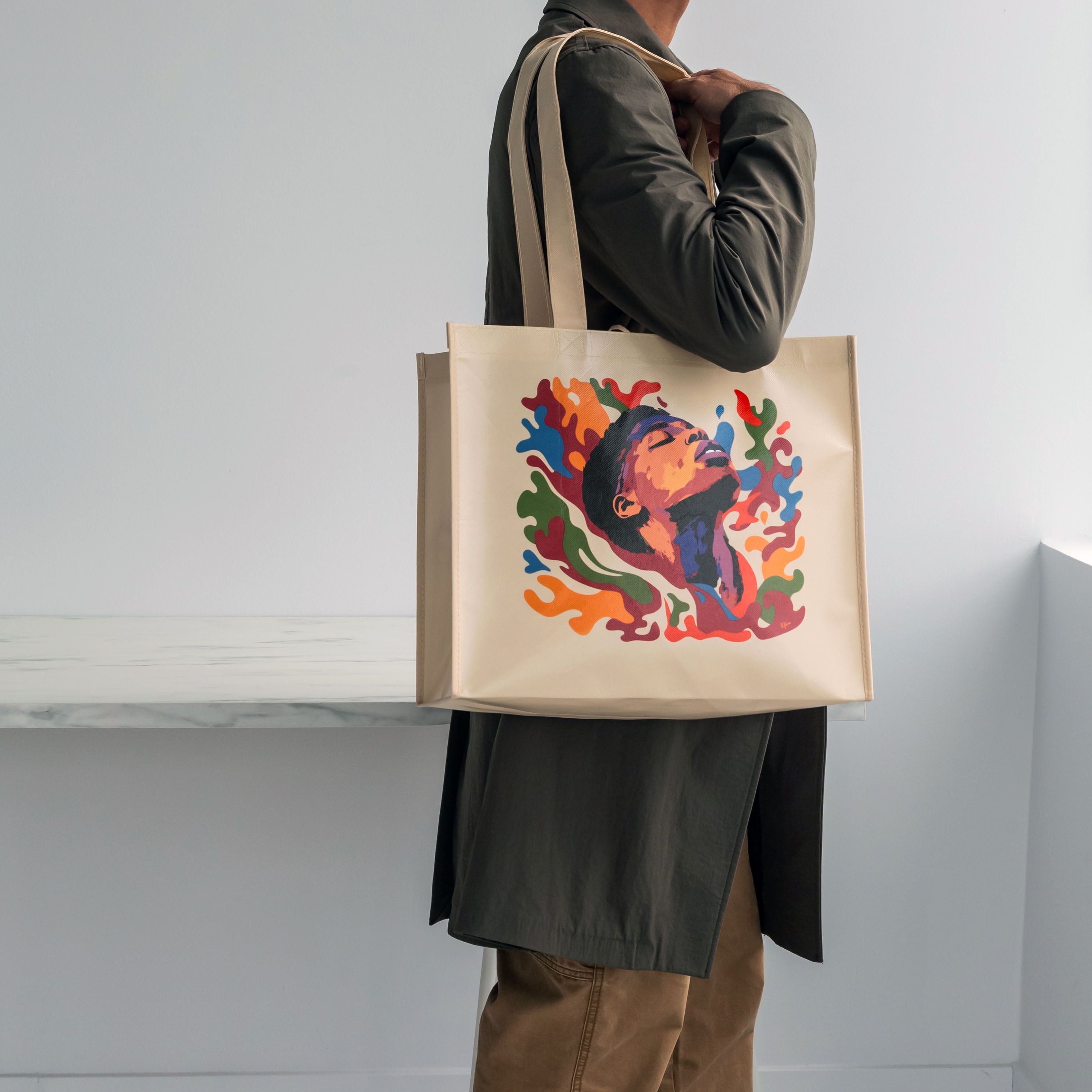 Célébration du Mois de l’Histoire des Noirs 2026 Sac Réutilisable pour Épicerie, Sac à Provisions avec Poignées