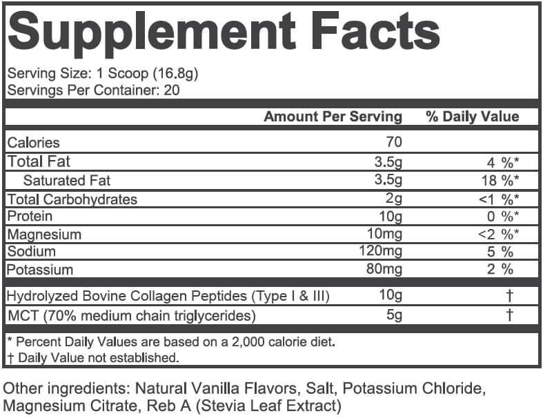 KEYTO Keto Collagen Protein Powder with MCT Oil Powder – Perfect for Low-Carb Diet Vanilla 11.9 oz