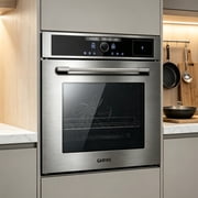 Garvee 24" Electric Built-In Single Wall Oven, 2.5 Cu.ft Stainless Steel Steam Bake Air Fry Combo Oven with Touch & Knob Control, 9 Cooking Modes for Kitchen, 3000W 240V, Silver
