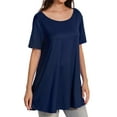 thumbnail image 5 of Womens Short Sleeve Casual Loose Fit Flare Swing Tunic Tops Basic T-Shirt Plus Size, 5 of 6