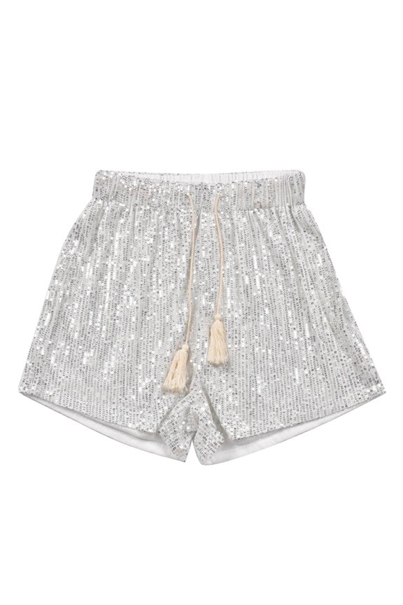 Plus Size Women Shorts Clearance Under $10 Women Summer Sequins Shorts High Waist Casual Loose A Line Hot Pants Sparkly Clubwear Night-Out Skorts