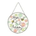 thumbnail image 2 of Dicksons Bee Happy Pastel Floral 6 x 6 Glass Sun Catcher with Suction Cup, 2 of 3