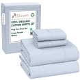 thumbnail image 5 of RUVANTI 100% Organic Cotton Sheets - King Size Sheet Set - 4 Piece Percale Weave Bedding, Crisp, Cooling & Breathable, Soft & Durable, 16" Deep Pocket, Hotel Quality Sábanas - Arctic Ice, 5 of 11