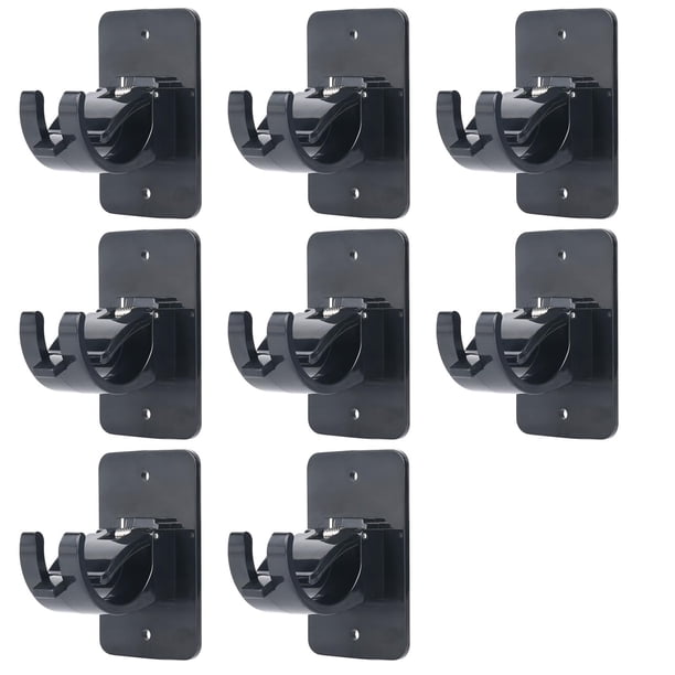Soporte adhesivo para barra de cortina, sin taladrar, 8 unidades, negro