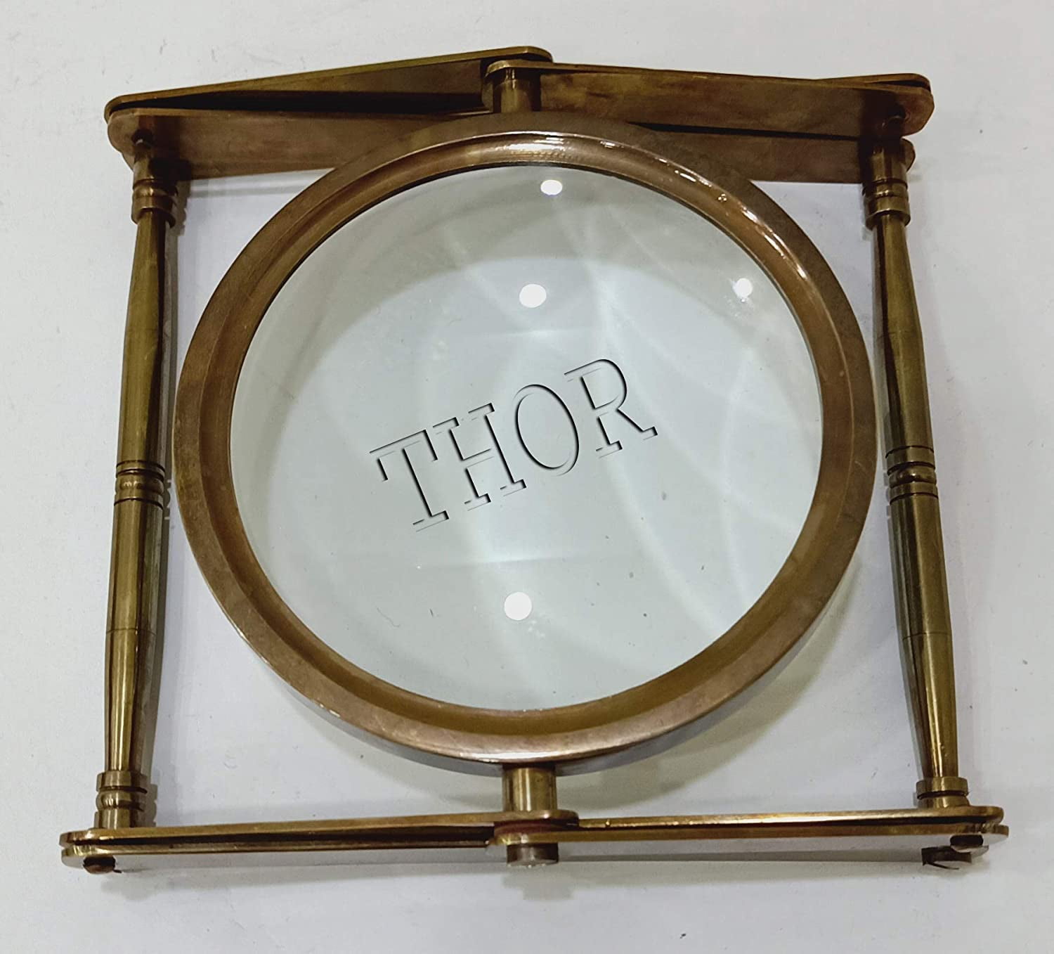 Desktop Vintage Style Antique Brass Adjustable Magnifying Glass Nautical Table Decor