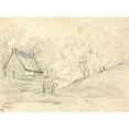 thumbnail image 2 of Jean-Baptiste-Camille Corot 18x14 Gold Ornate Wood Frame and Double Matted Museum Art Print Titled - Thatched Cottage in a Landscape Wooded with a Man in a Cart, 2 of 4