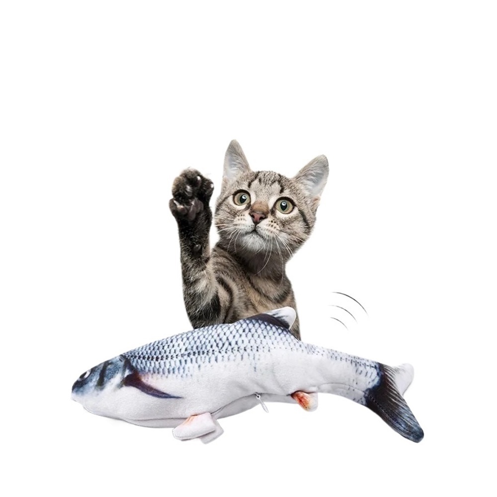 YJ 3PCS Electric Cat Toy Fish Pet Cat Toys Simulation Fish Swing Kitten Dance Fish Toy Funny Cats Chewing Playing Supplies USB Charging