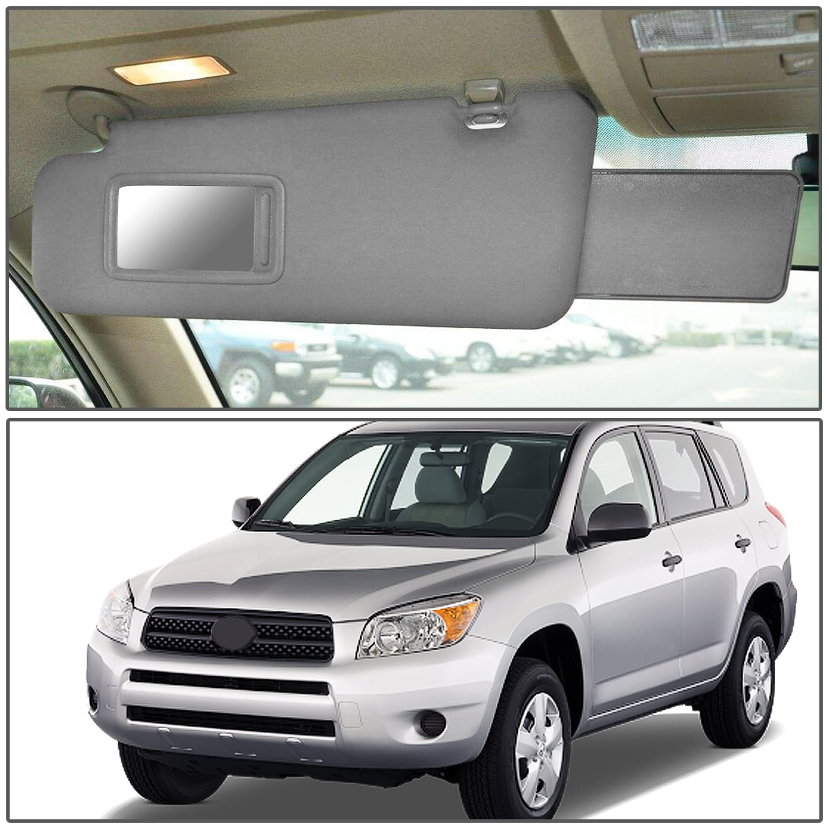 Visiera Parasole DNA MOTORING Per Toyota Rav4 2006-2012 | Colore Grigio | Modelli Con Luce | Sostitutivo OEM