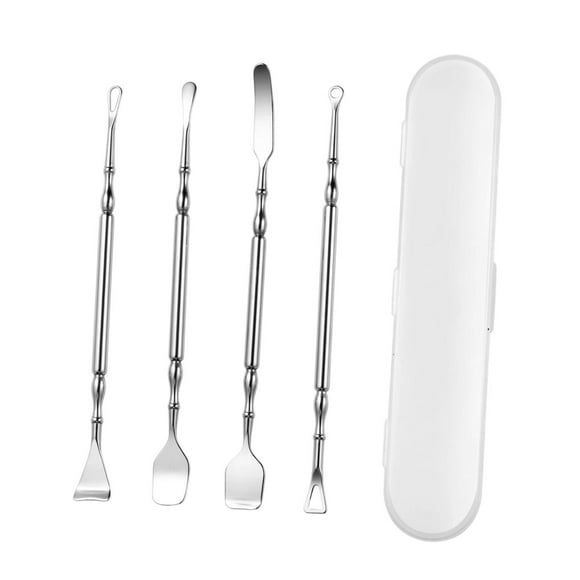 4 extractores de puntos negros de acero inoxidable con mango ergonómico y cabezal doble premium, herramientas de belleza, herramientas de limpieza